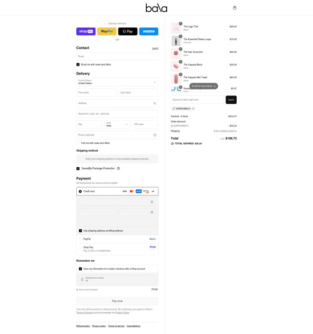 Bala Bangles checkout page showing Bala Bangles discount code box | Screenshot taken by SimplyCodes community member on Aug 28, 2025