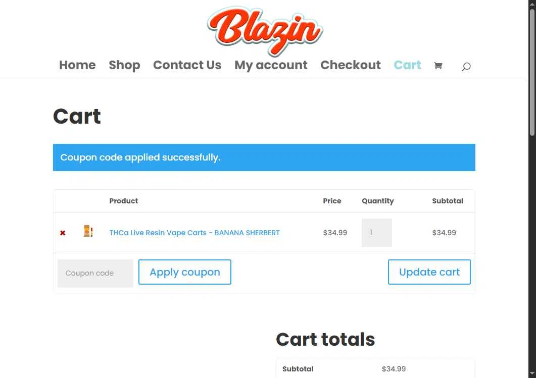 Shop Blazin checkout page showing Shop Blazin coupon code box | Screenshot taken by SimplyCodes community member on Feb 10, 2026