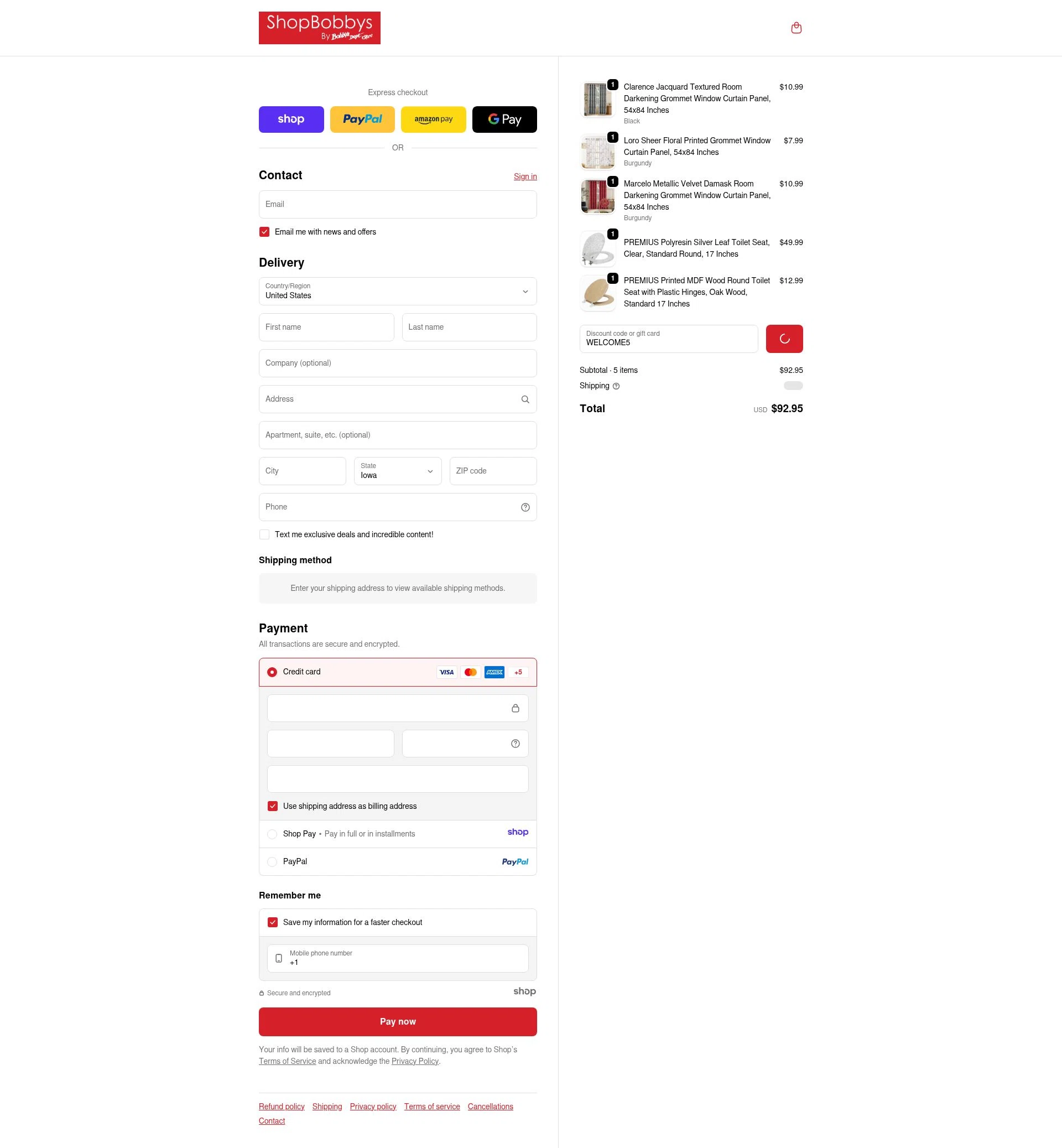 Shop Bobbys checkout page showing Shop Bobbys promo code box | Screenshot taken by SimplyCodes community member on Dec 30, 2025