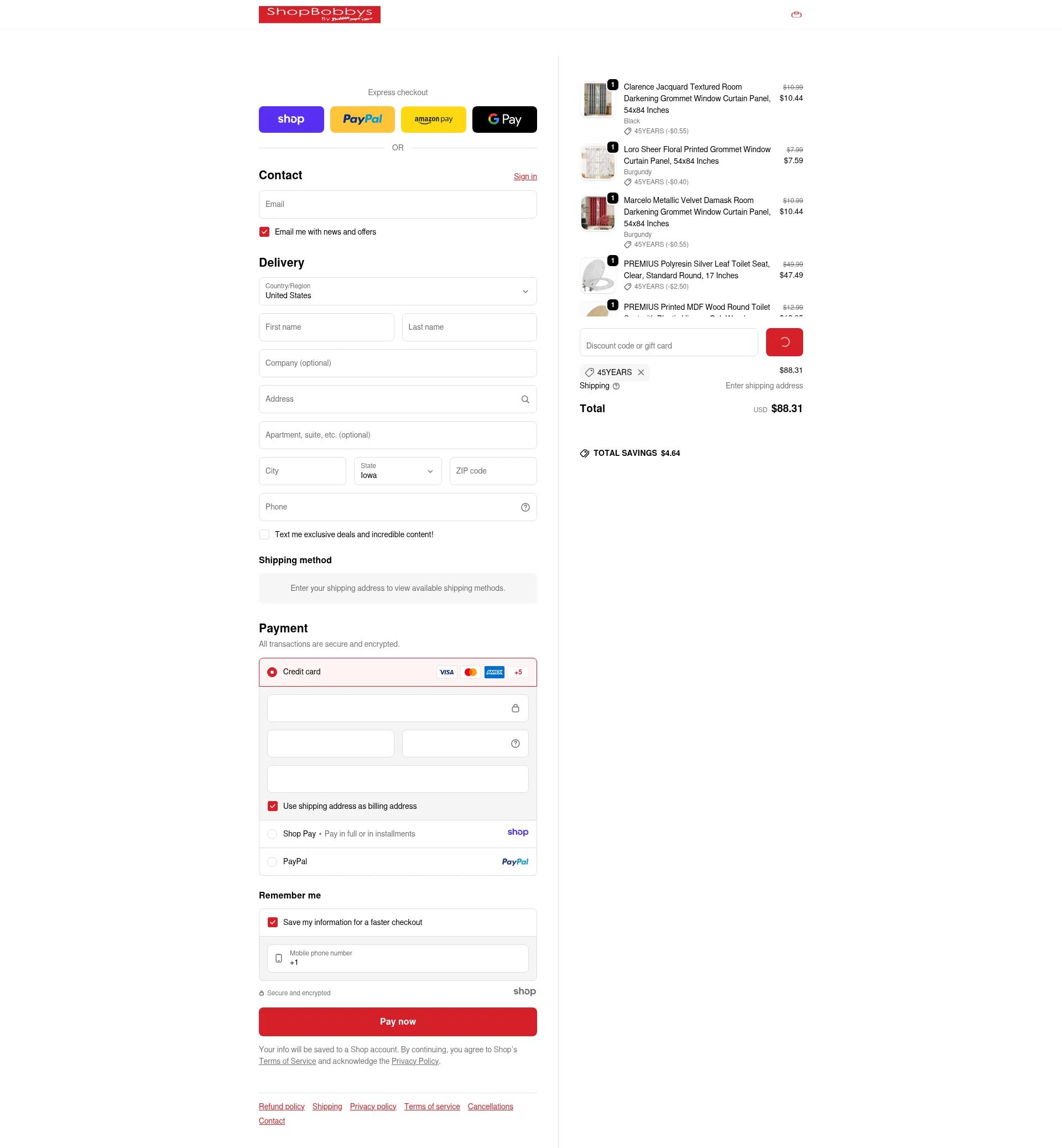 Shop Bobbys checkout page showing Shop Bobbys promo code box | Screenshot taken by SimplyCodes community member on Dec 30, 2025