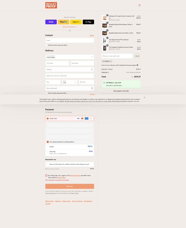 Bulletproof Nutrition checkout page showing Bulletproof Nutrition promo code box | Screenshot taken by SimplyCodes community member on Sep 12, 2025