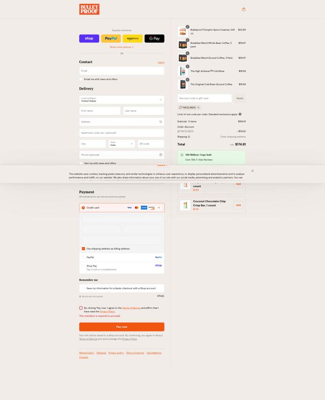 Bulletproof Nutrition checkout page showing Bulletproof Nutrition promo code box | Screenshot taken by SimplyCodes community member on Sep 8, 2025