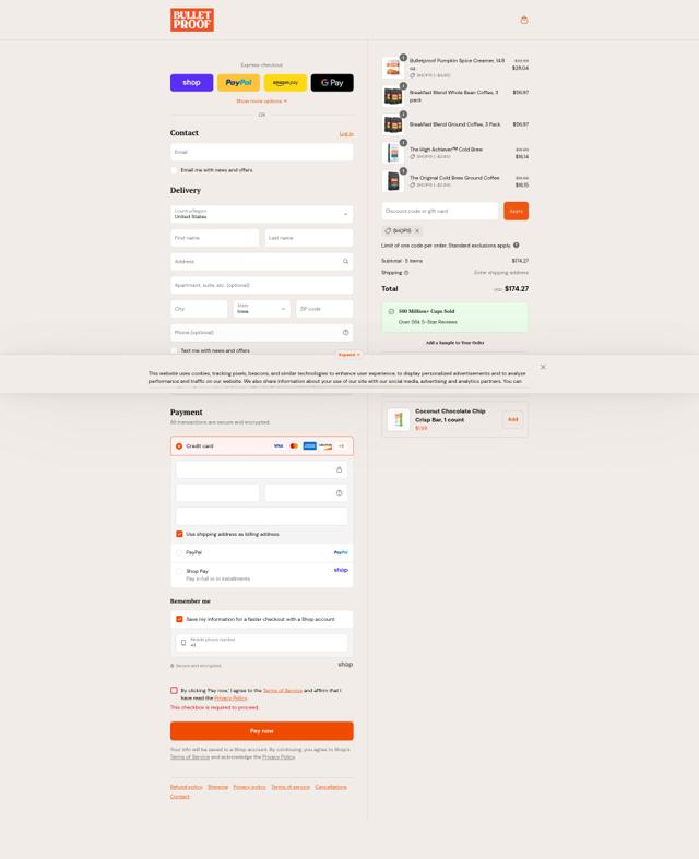 Bulletproof Nutrition checkout page showing Bulletproof Nutrition promo code box | Screenshot taken by SimplyCodes community member on Sep 8, 2025