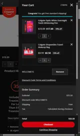 Shop.colgate.com coupon verification screenshot