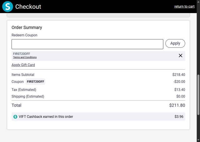 Shop.com checkout page showing Shop.com discount code box | Screenshot taken by SimplyCodes community member on Sep 4, 2025