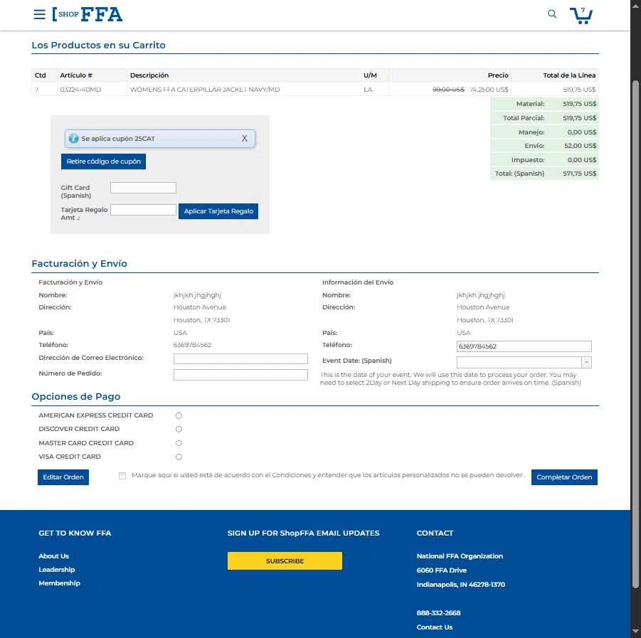 Shop FFA checkout page showing Shop FFA coupon code box | Screenshot taken by SimplyCodes community member on Nov 13, 2025