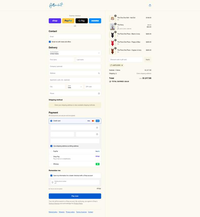 Follow Suit checkout page showing Follow Suit promo code box | Screenshot taken by SimplyCodes community member on Sep 2, 2025