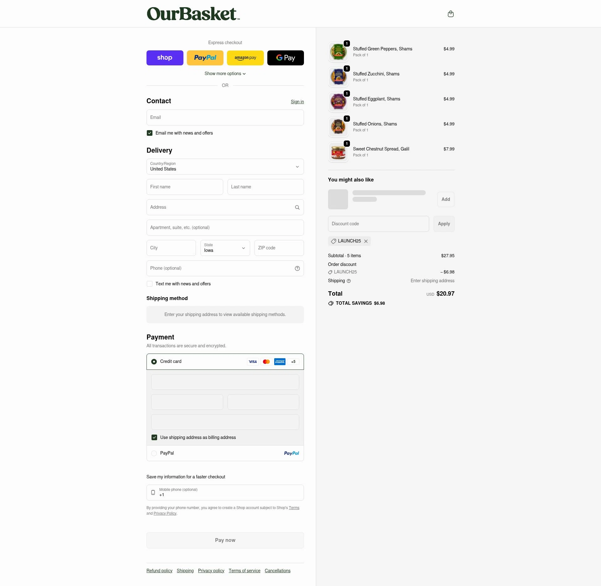 ShopGalil checkout page showing ShopGalil coupon code box | Screenshot taken by SimplyCodes community member on Feb 6, 2026