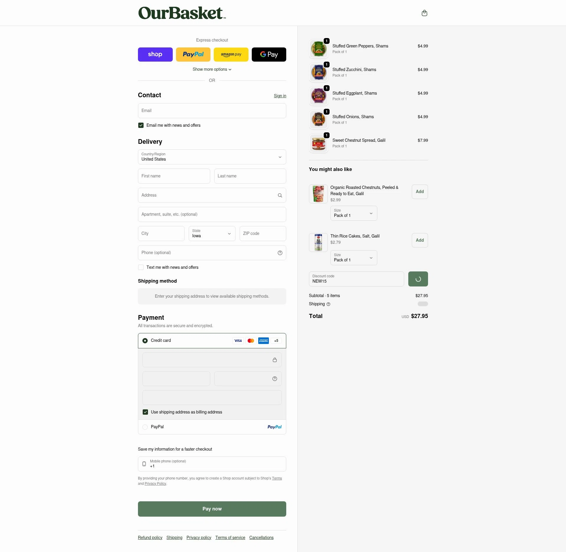 ShopGalil checkout page showing ShopGalil coupon code box | Screenshot taken by SimplyCodes community member on Feb 6, 2026