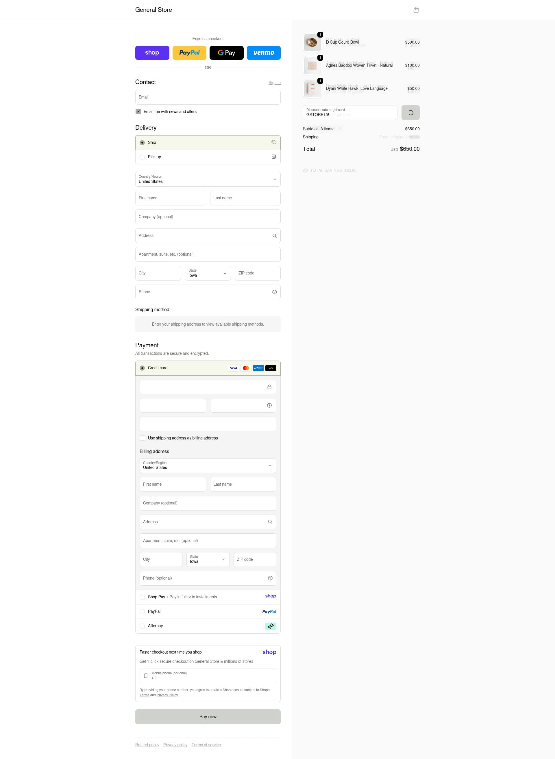 General Store checkout page showing General Store promo code box | Screenshot taken by SimplyCodes community member on Jan 13, 2026