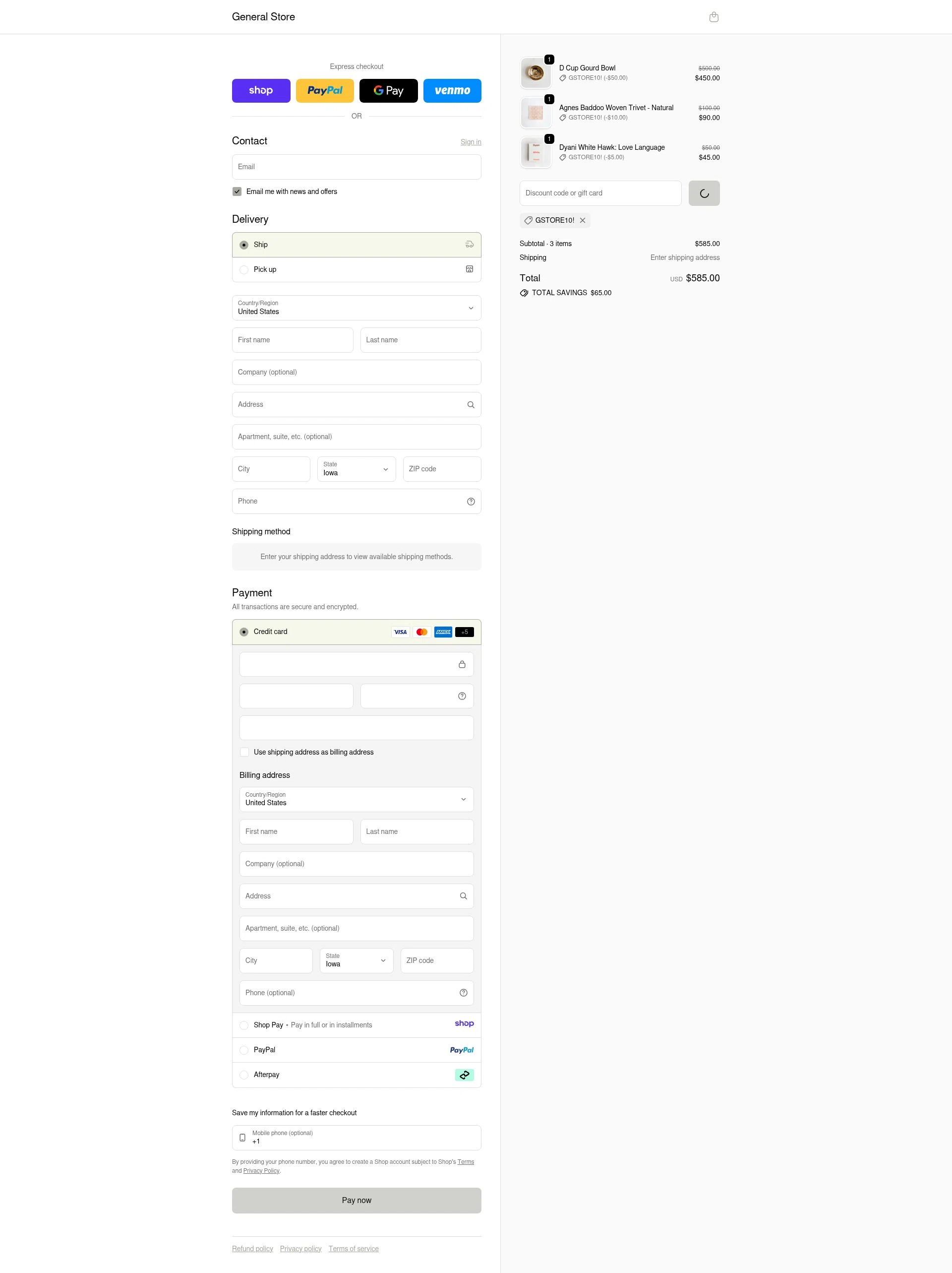 General Store checkout page showing General Store promo code box | Screenshot taken by SimplyCodes community member on Jan 18, 2026