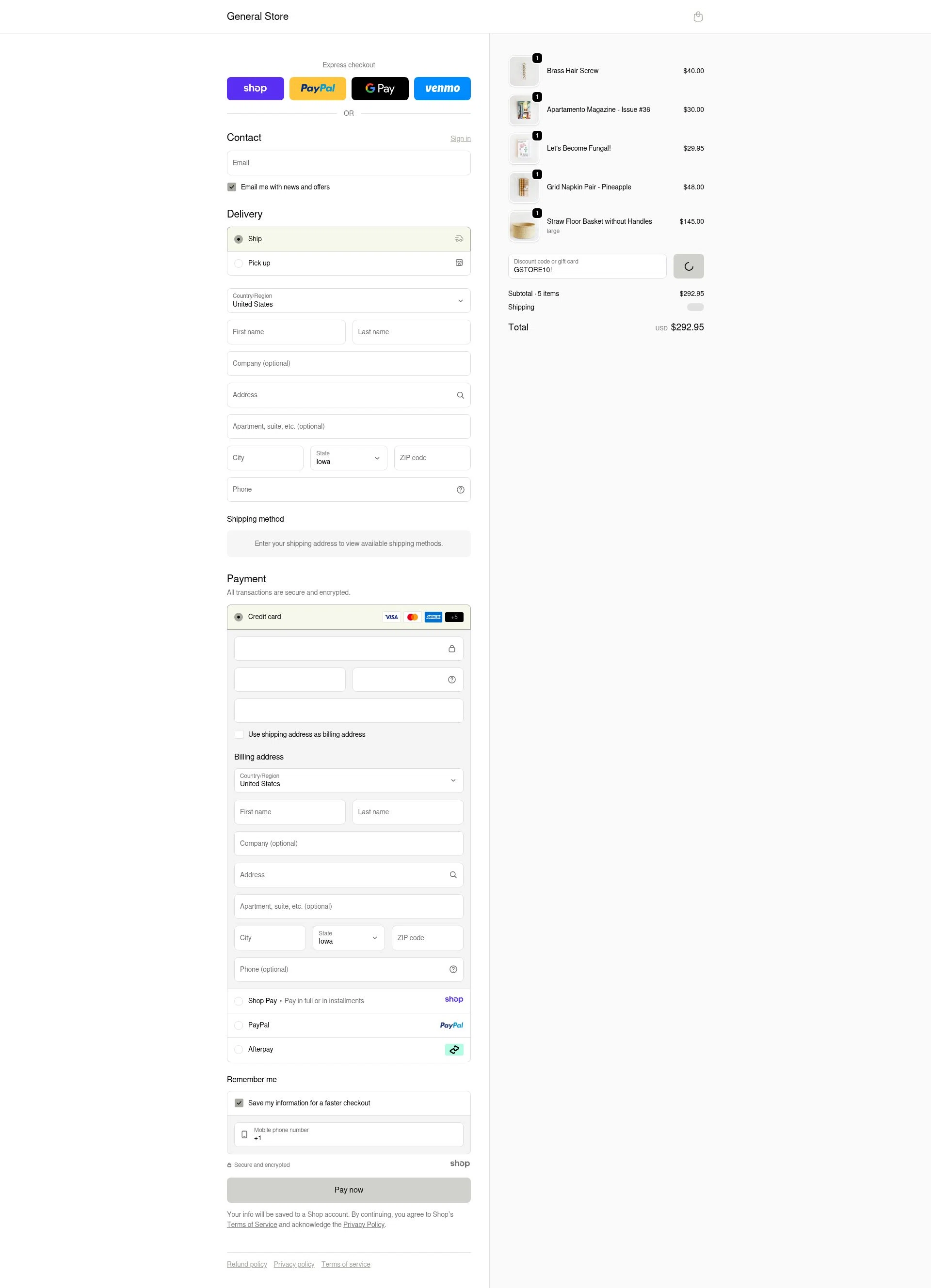 General Store checkout page showing General Store promo code box | Screenshot taken by SimplyCodes community member on Jan 3, 2026