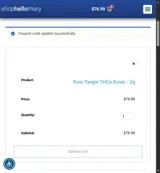 Shop Hello Mary coupon verification screenshot