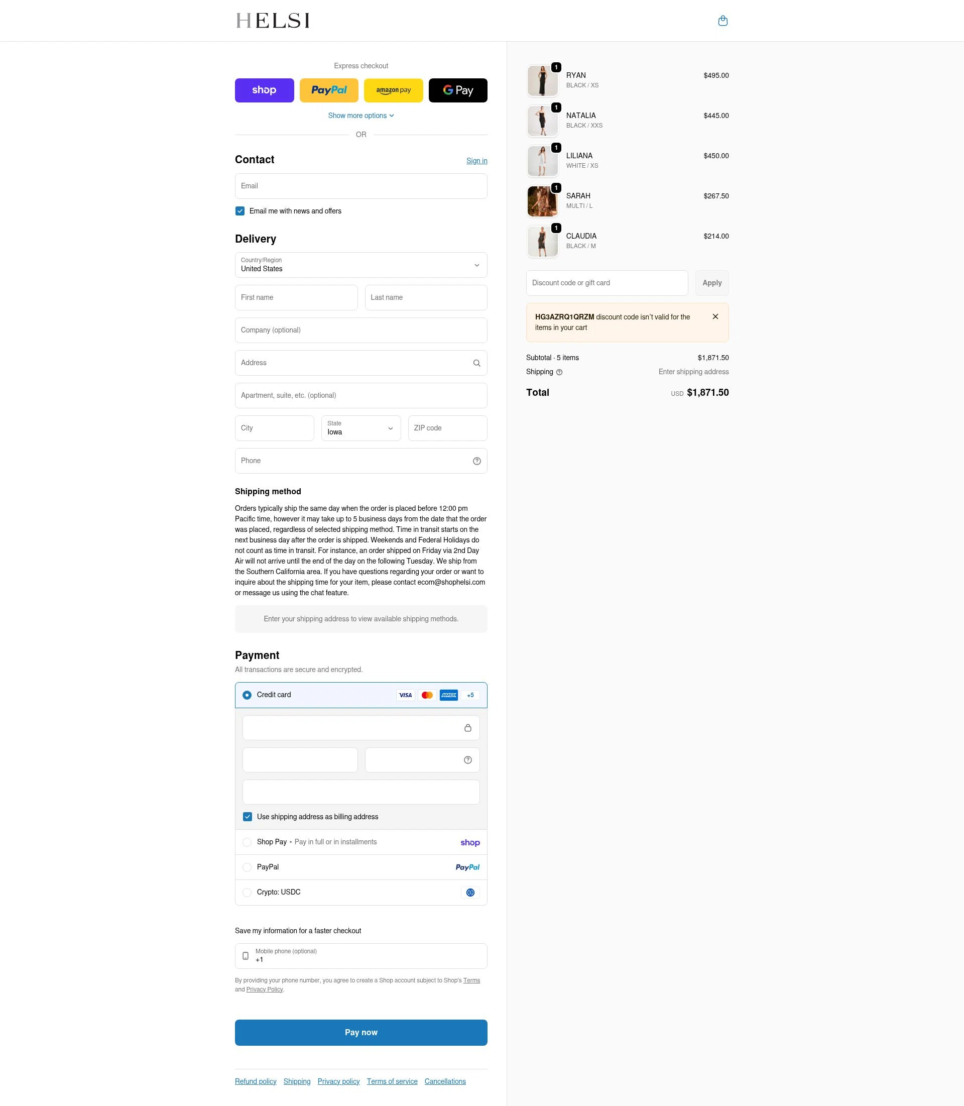 Helsi checkout page showing Helsi discount code box | Screenshot taken by SimplyCodes community member on Feb 13, 2026
