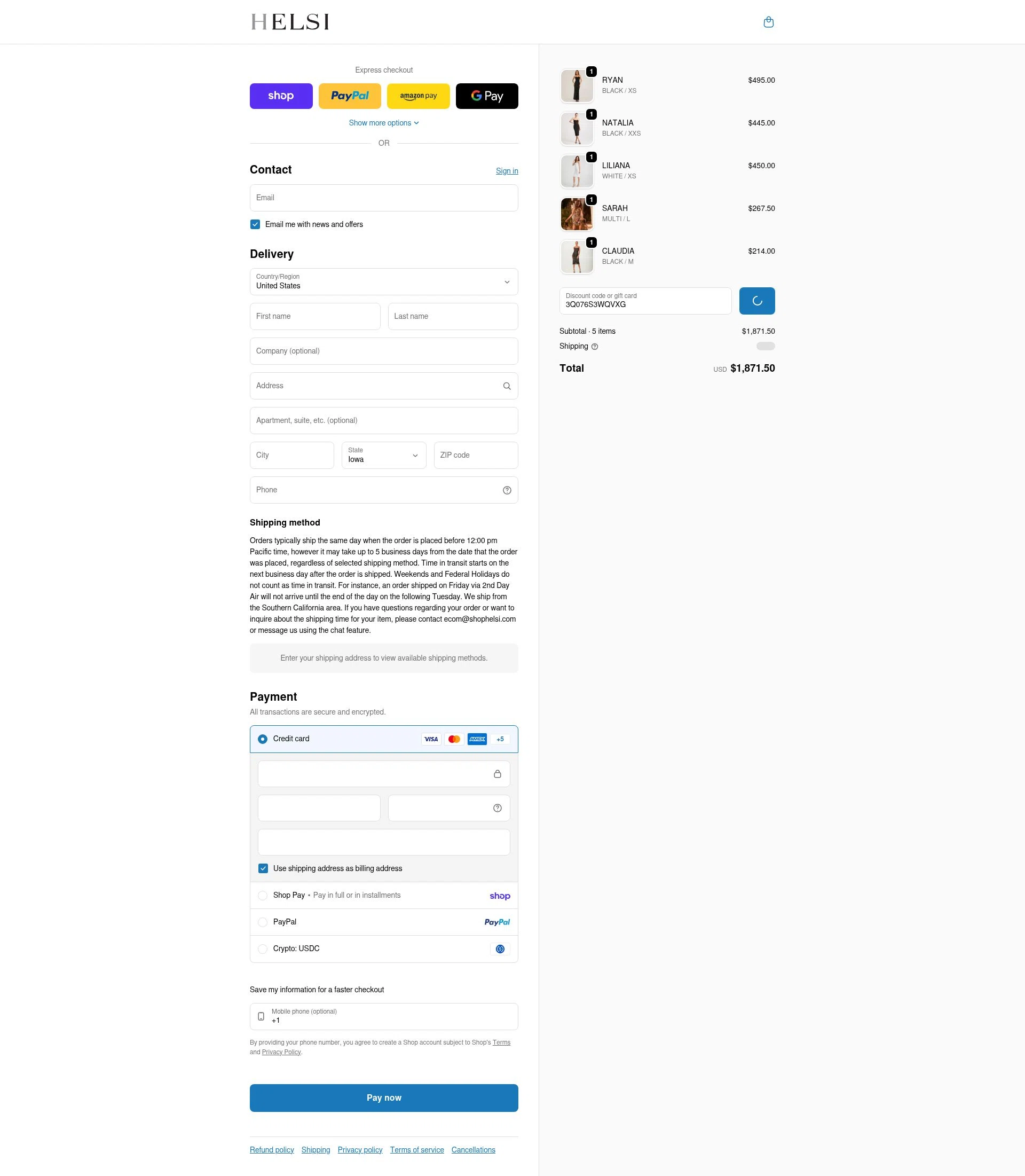 Helsi checkout page showing Helsi discount code box | Screenshot taken by SimplyCodes community member on Feb 13, 2026