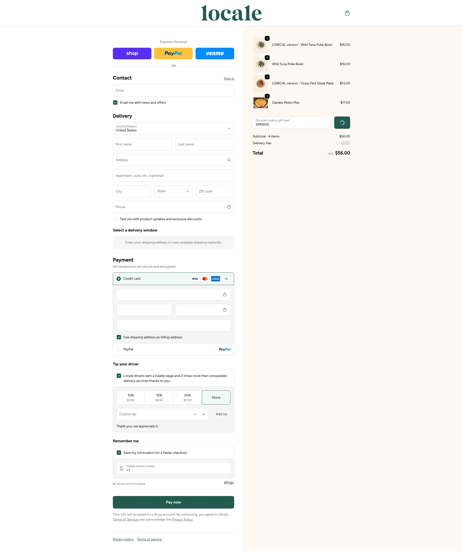 Shop Locale checkout page showing Shop Locale promo code box | Screenshot taken by SimplyCodes community member on Jan 26, 2026