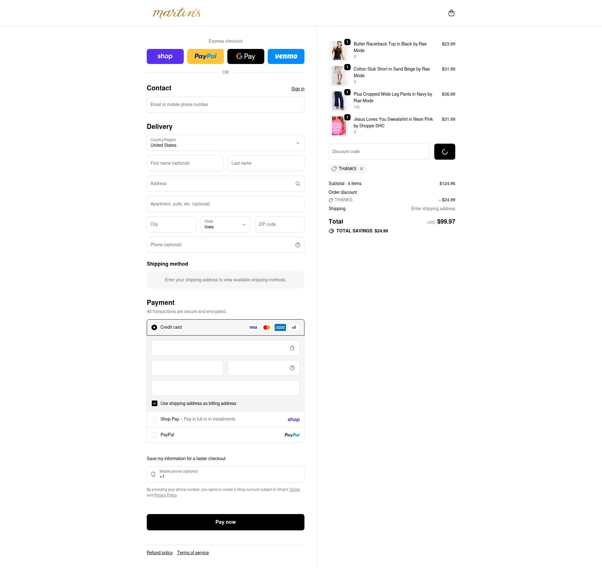 Martin's checkout page showing Martin's promo code box | Screenshot taken by SimplyCodes community member on Feb 5, 2026