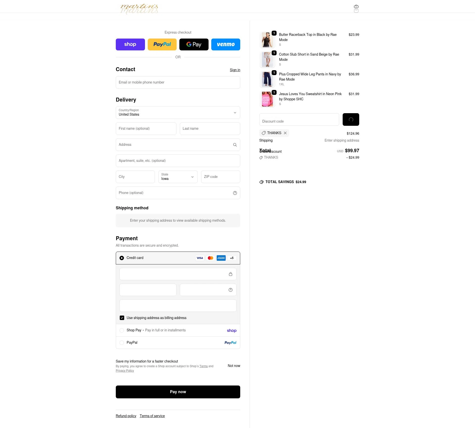 Martin's checkout page showing Martin's promo code box | Screenshot taken by SimplyCodes community member on Feb 18, 2026