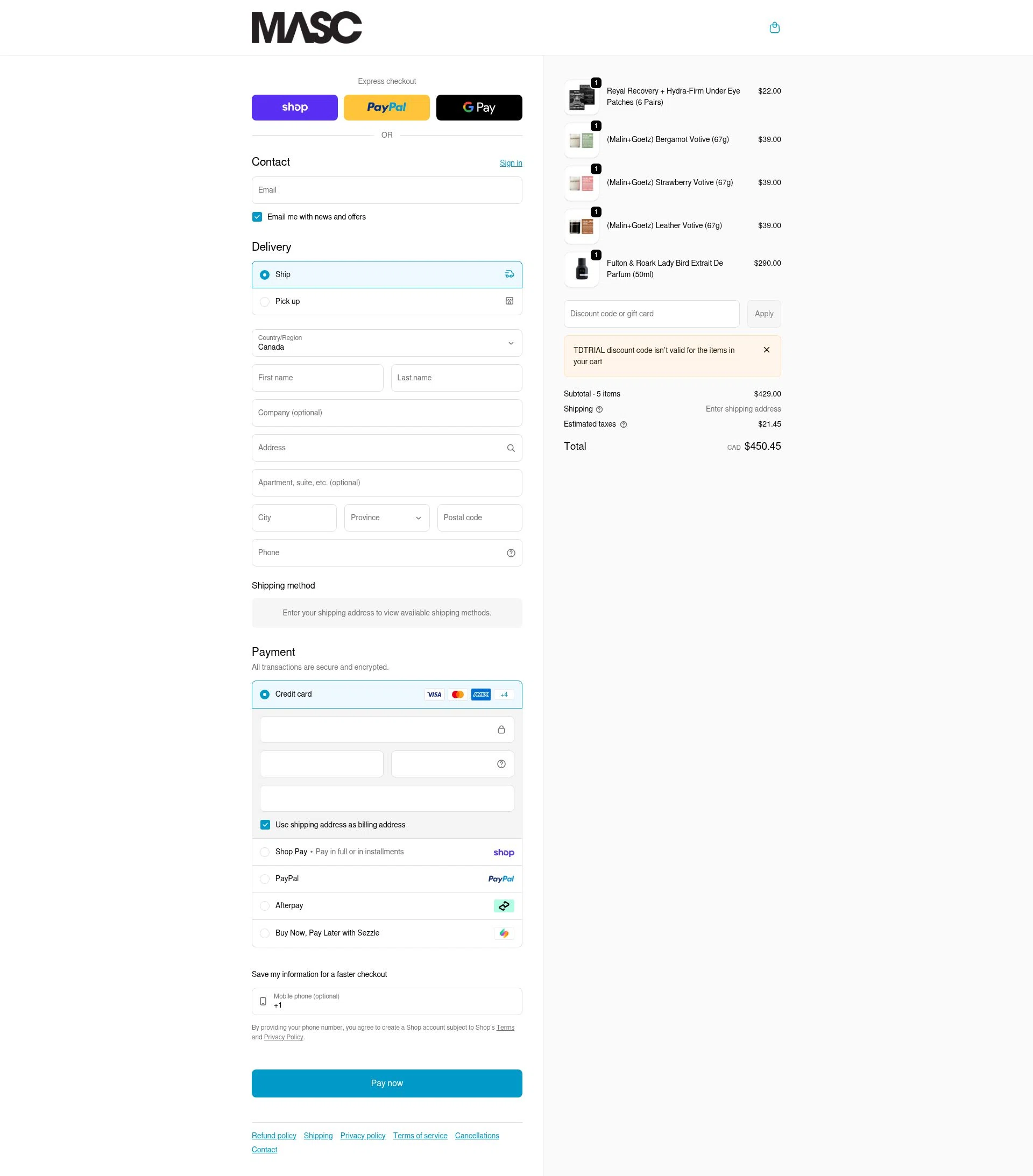 MASC checkout page showing MASC promo code box | Screenshot taken by SimplyCodes community member on Feb 26, 2026