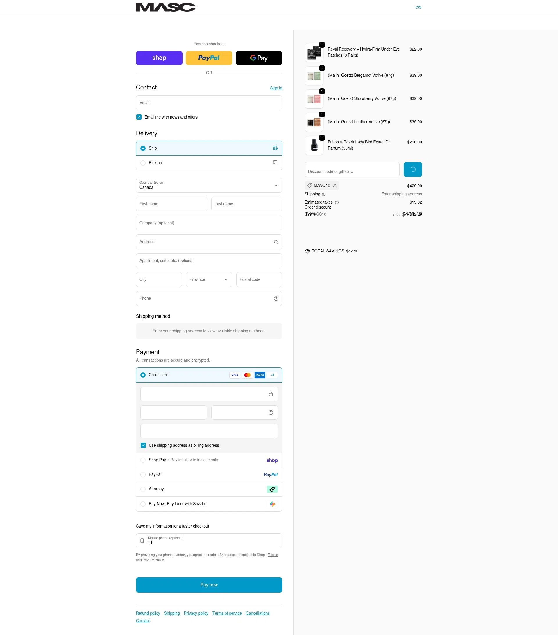 MASC checkout page showing MASC promo code box | Screenshot taken by SimplyCodes community member on Feb 22, 2026