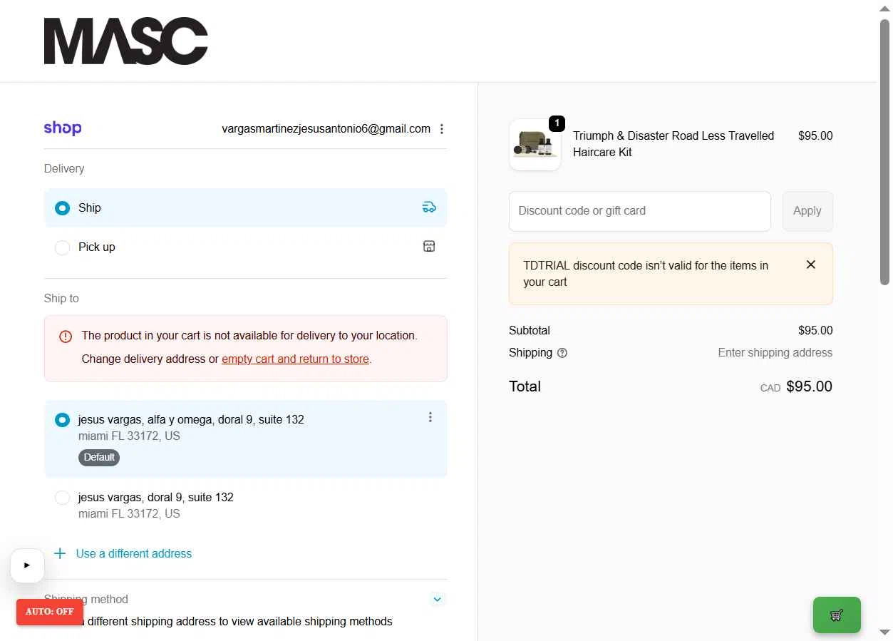 MASC checkout page showing MASC promo code box | Screenshot taken by SimplyCodes community member on Feb 22, 2026
