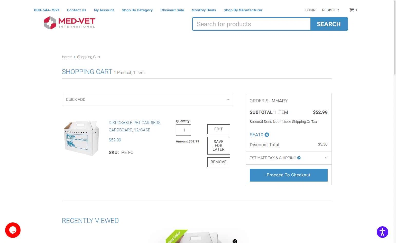 Shop Medvet checkout page showing Shop Medvet promo code box | Screenshot taken by SimplyCodes community member on Dec 29, 2025
