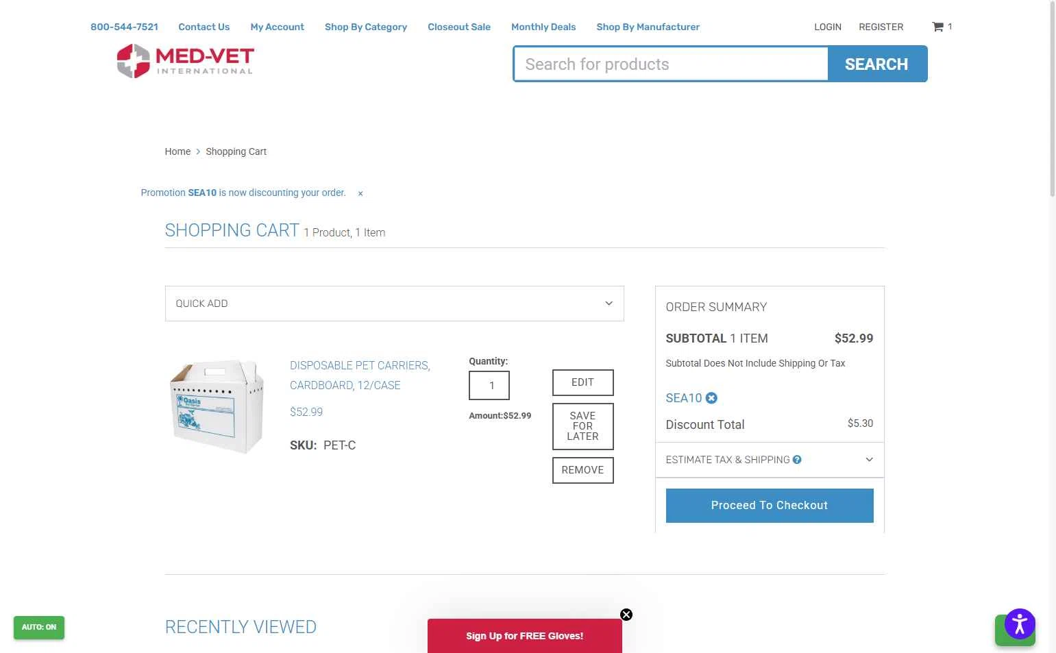 Shop Medvet checkout page showing Shop Medvet promo code box | Screenshot taken by SimplyCodes community member on Oct 2, 2025