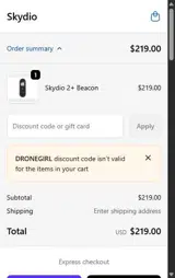 DroneGirl coupon verification screenshot