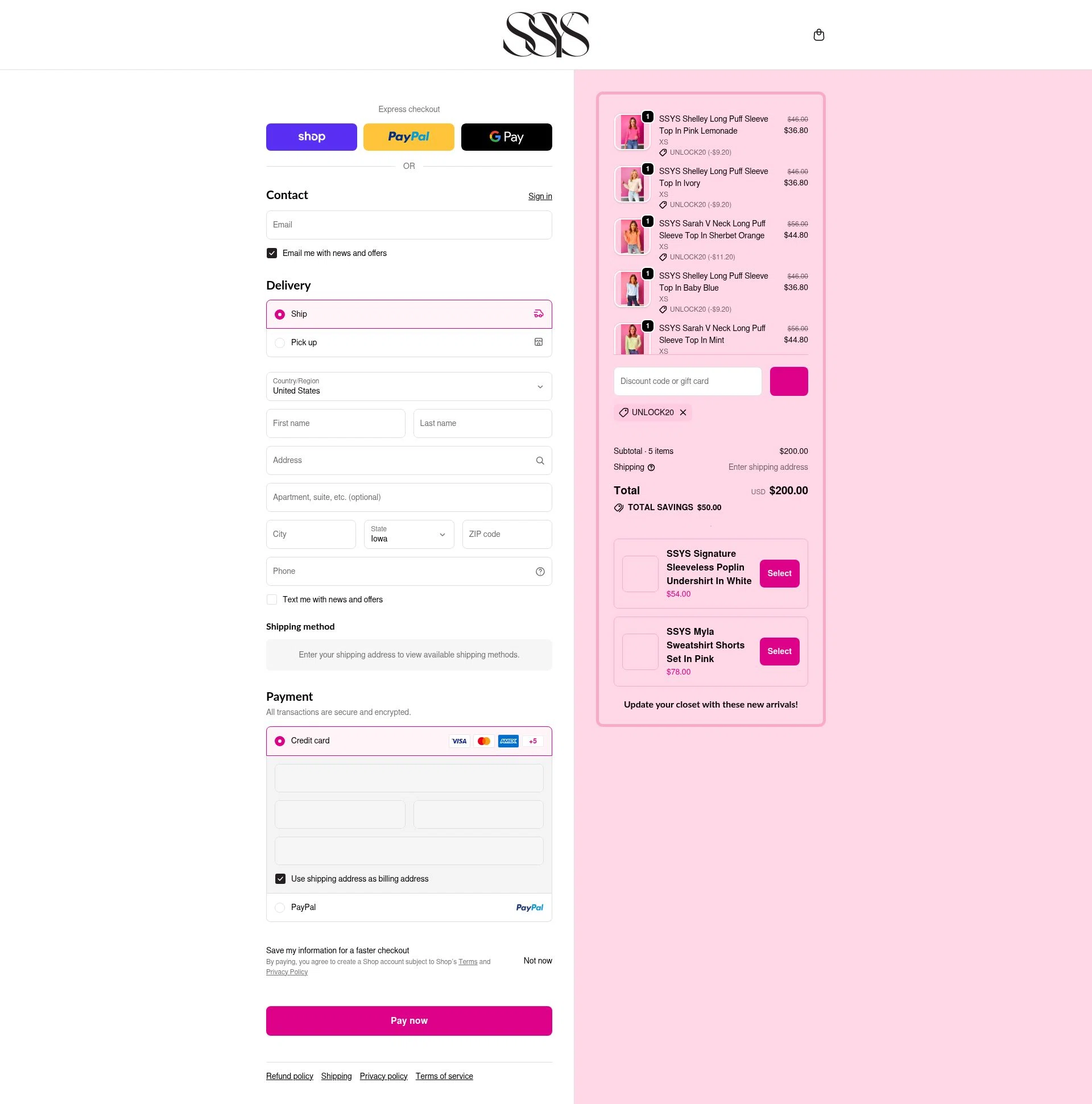 Shop Style Your Senses checkout page showing Shop Style Your Senses coupon code box | Screenshot taken by SimplyCodes community member on Feb 17, 2026