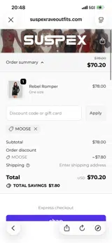 MOOSE coupon verification screenshot