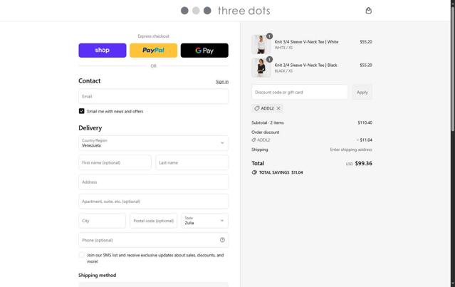Three Dots checkout page showing Three Dots promo code box | Screenshot taken by SimplyCodes community member on Sep 14, 2025