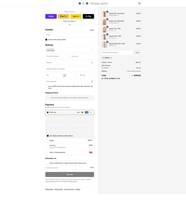 Three Dots checkout page showing Three Dots promo code box | Screenshot taken by SimplyCodes community member on Sep 11, 2025