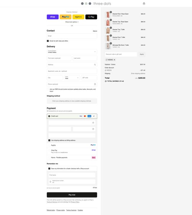 Three Dots checkout page showing Three Dots promo code box | Screenshot taken by SimplyCodes community member on Sep 11, 2025