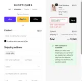 WELCOME10 coupon verification screenshot