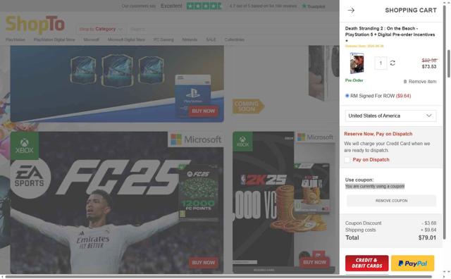 ShopTo checkout page showing ShopTo discount code box | Screenshot taken by SimplyCodes community member on May 17, 2025