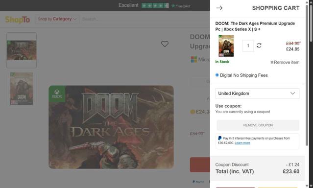 ShopTo checkout page showing ShopTo discount code box | Screenshot taken by SimplyCodes community member on May 17, 2025