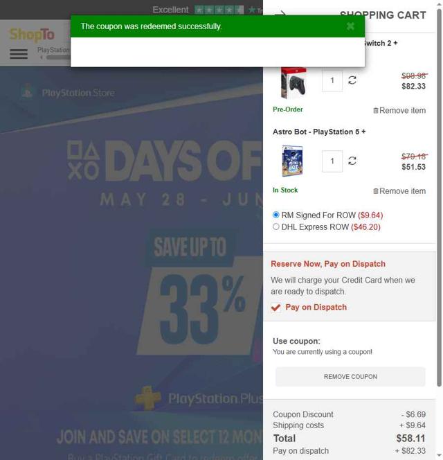 ShopTo checkout page showing ShopTo discount code box | Screenshot taken by SimplyCodes community member on May 28, 2025