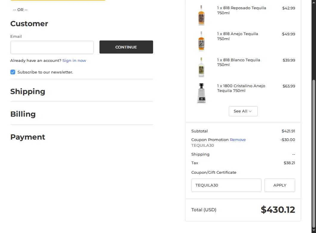 ShopWineDirect checkout page showing ShopWineDirect promo code box | Screenshot taken by SimplyCodes community member on Dec 14, 2025