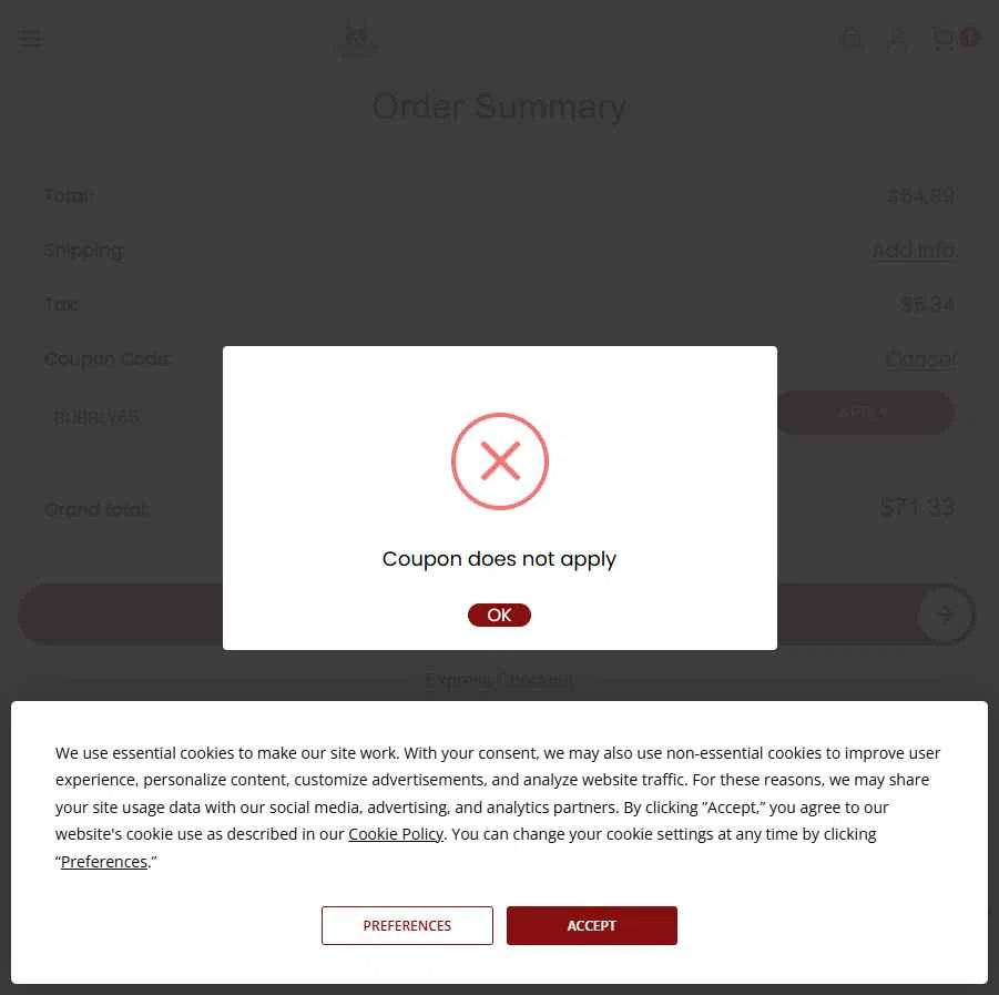 ShopWineDirect checkout page showing ShopWineDirect promo code box | Screenshot taken by SimplyCodes community member on Dec 17, 2025