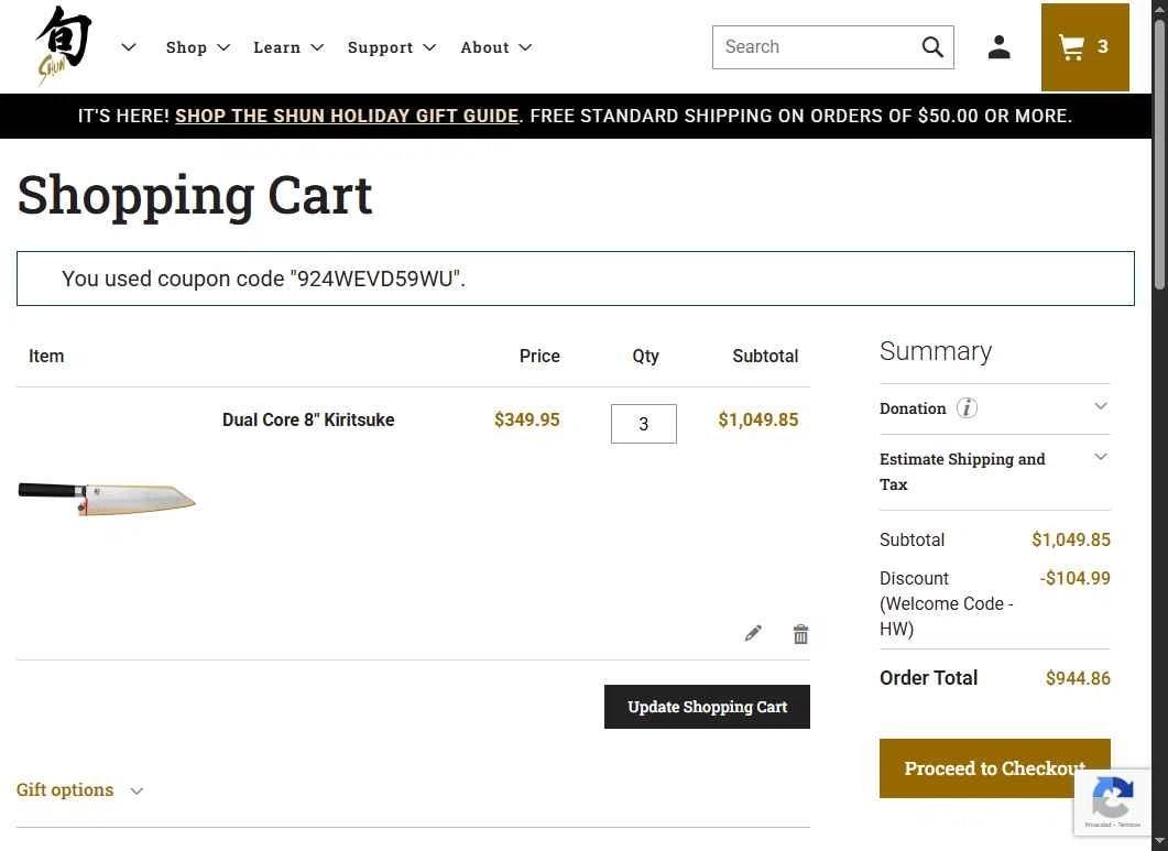Shun checkout page showing Shun discount code box | Screenshot taken by SimplyCodes community member on Dec 17, 2025