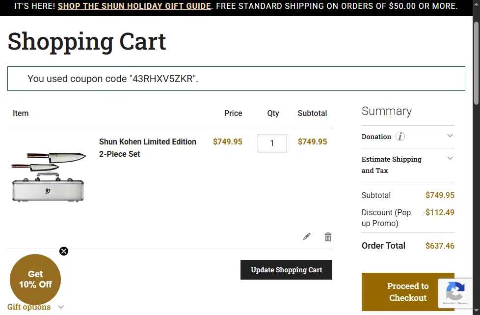 Shun checkout page showing Shun discount code box | Screenshot taken by SimplyCodes community member on Dec 18, 2025