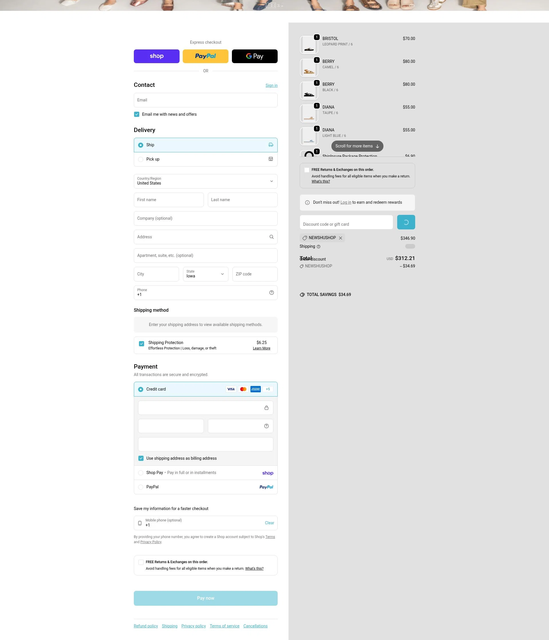 SHUSHOP checkout page showing SHUSHOP discount code box | Screenshot taken by SimplyCodes community member on Feb 1, 2026