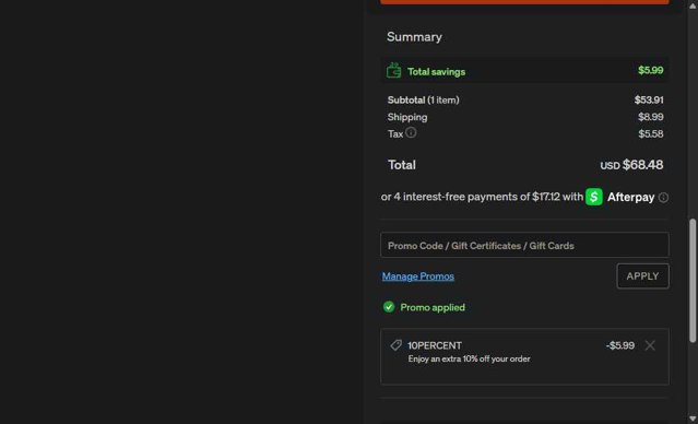Shutterfly checkout page showing Shutterfly coupon code box | Screenshot taken by SimplyCodes community member on Aug 21, 2025