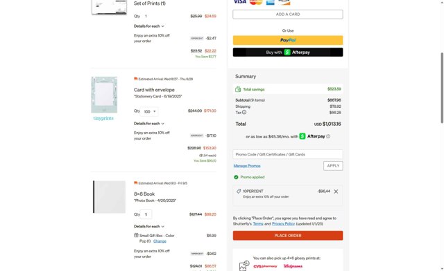 Shutterfly checkout page showing Shutterfly coupon code box | Screenshot taken by SimplyCodes community member on Aug 21, 2025