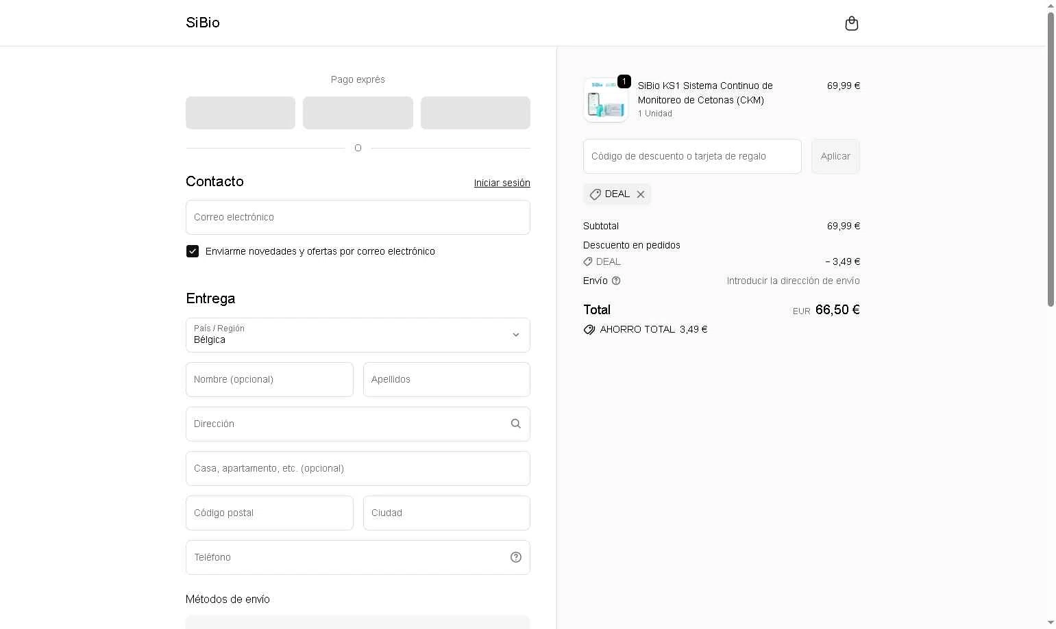 SiBio checkout page showing SiBio promo code box | Screenshot taken by SimplyCodes community member on Dec 4, 2025
