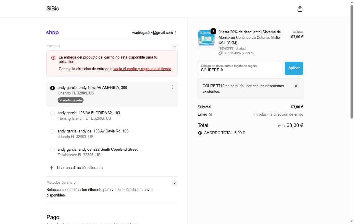 SiBio checkout page showing SiBio promo code box | Screenshot taken by SimplyCodes community member on Nov 22, 2025