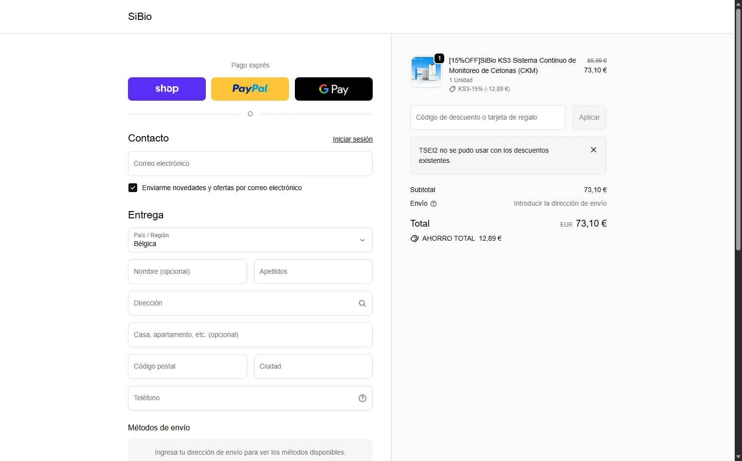 SiBio checkout page showing SiBio promo code box | Screenshot taken by SimplyCodes community member on Dec 23, 2025