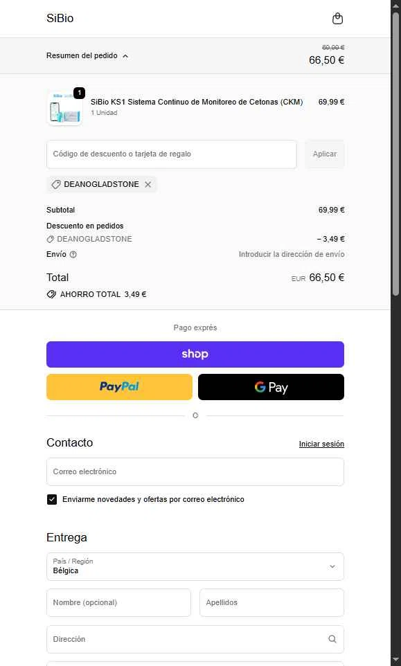 SiBio checkout page showing SiBio promo code box | Screenshot taken by SimplyCodes community member on Dec 4, 2025