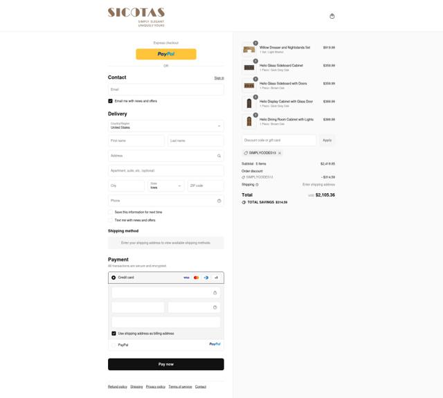 Sicotas checkout page showing Sicotas discount code box | Screenshot taken by SimplyCodes community member on Sep 12, 2025