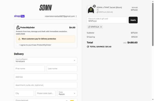 Sidemen Clothing checkout page showing Sidemen Clothing discount code box | Screenshot taken by SimplyCodes community member on Jul 28, 2025
